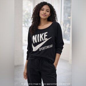 Nike Sportswear Black Logo Long Sleeve Top – Size S